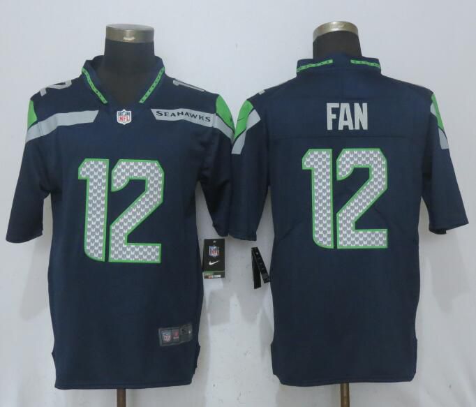 Men Seattle Seahawks #12 Fan Navy Blue 2017 Vapor Untouchable New Nike Limited Player NFL Jerseys